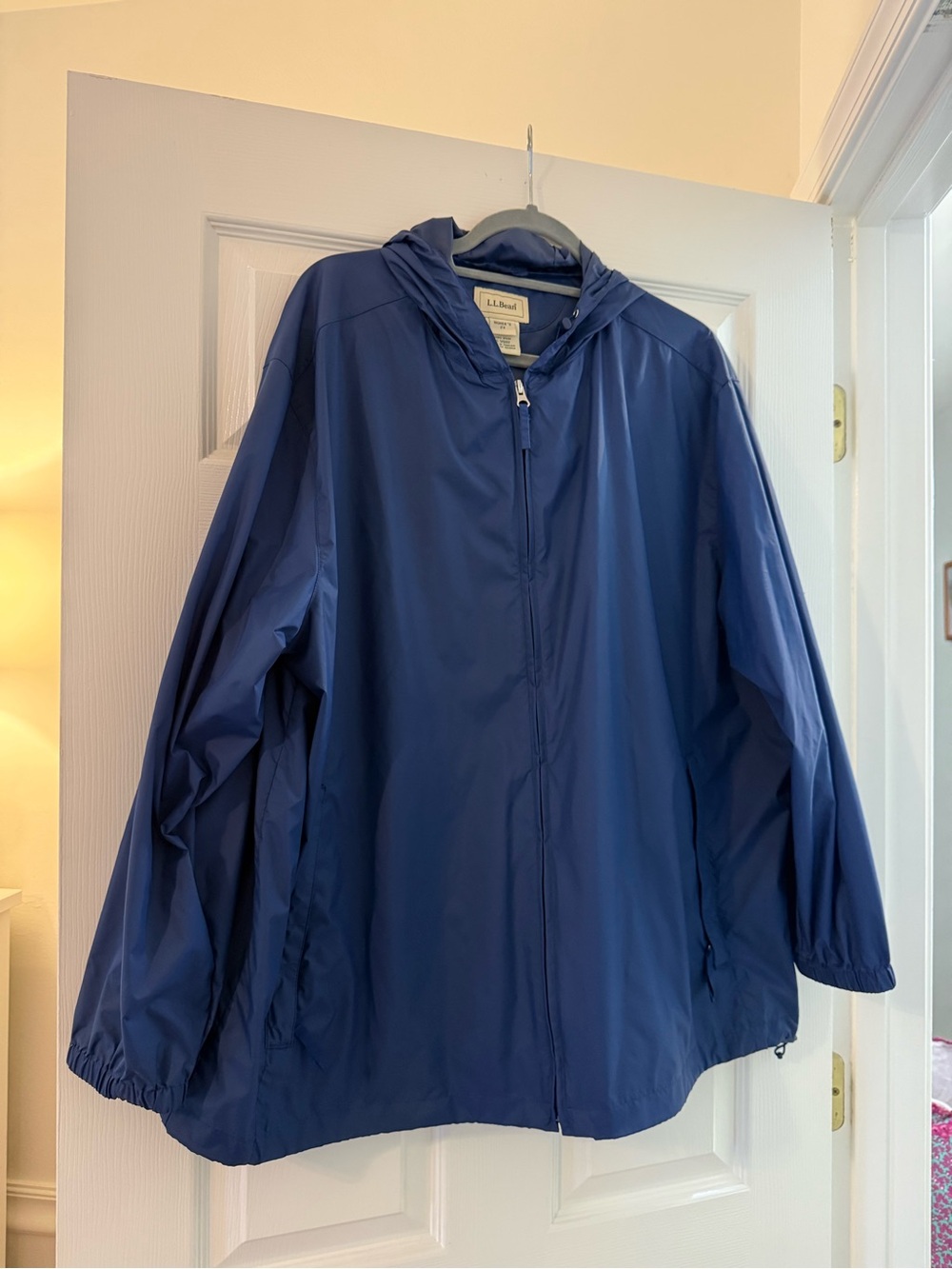 L.L. Bean Navy Hooded Windbreaker Jacket